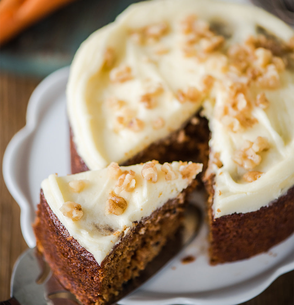 Carrot & Walnut Tea Cake with Cream Cheese Frosting
